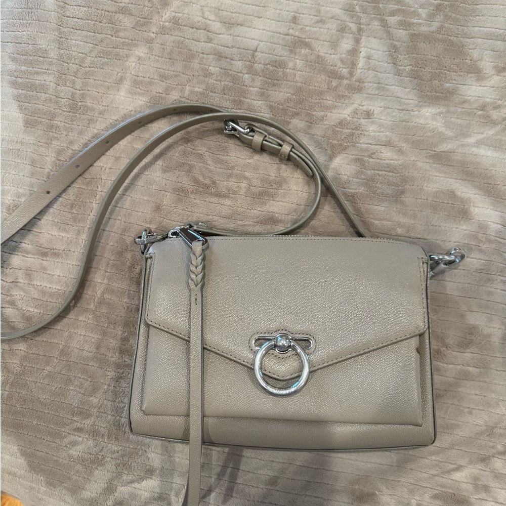Rebecca Minkoff Elegant Taupe Leather Crossbody Bag